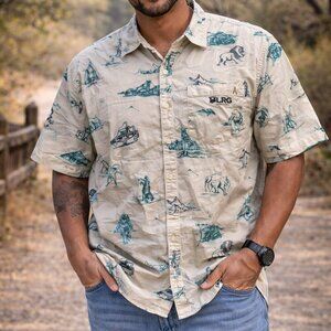 Lifted Research Group Africa Safari Themed Novelty Collared Short Sleeve Button